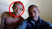 Joshua Ajuna (circled) with a friend in happier times.