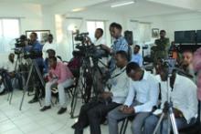Photo: (from web) Journalists at a press conference in Mogadishu, Somalia.